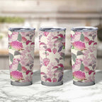Pink Cockatoo Australia Tumbler Cup Tropical Flowers - Seamless Pattern