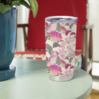 Pink Cockatoo Australia Tumbler Cup Tropical Flowers - Seamless Pattern