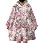 Pink Cockatoo Australia Wearable Blanket Hoodie Tropical Flowers - Seamless Pattern