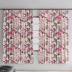 Pink Cockatoo Australia Window Curtain Tropical Flowers - Seamless Pattern