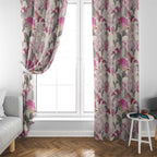Pink Cockatoo Australia Window Curtain Tropical Flowers - Seamless Pattern