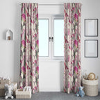 Pink Cockatoo Australia Window Curtain Tropical Flowers - Seamless Pattern