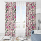 Pink Cockatoo Australia Window Curtain Tropical Flowers - Seamless Pattern