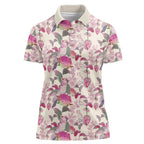 Pink Cockatoo Australia Women Polo Shirt Tropical Flowers - Seamless Pattern