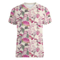 Pink Cockatoo Australia Women V-Neck T-Shirt Tropical Flowers - Seamless Pattern