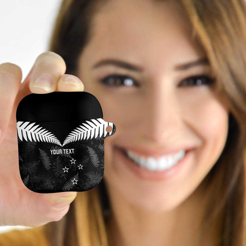 Custom New Zealand Silver Fern Football AirPods Case Go Aotearoa Grunge Black - Aussie Hoodie