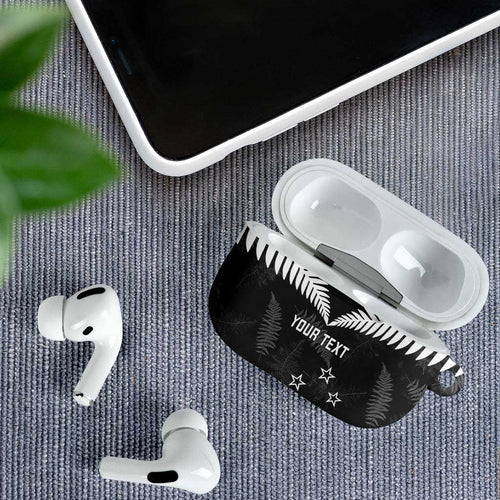 Custom New Zealand Silver Fern Football AirPods Case Go Aotearoa Grunge Black - Aussie Hoodie