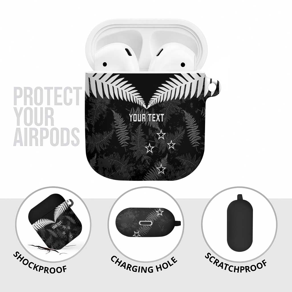 Custom New Zealand Silver Fern Football AirPods Case Go Aotearoa Grunge Black - Aussie Hoodie