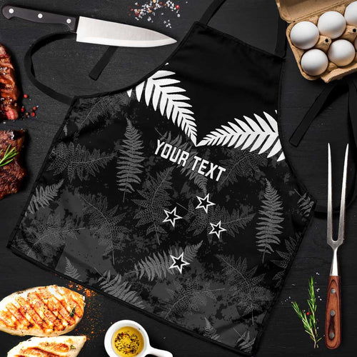 Custom New Zealand Silver Fern Football Apron Go Aotearoa Grunge Black - Aussie Hoodie
