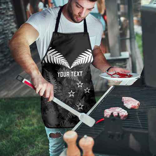 Custom New Zealand Silver Fern Football Apron Go Aotearoa Grunge Black - Aussie Hoodie
