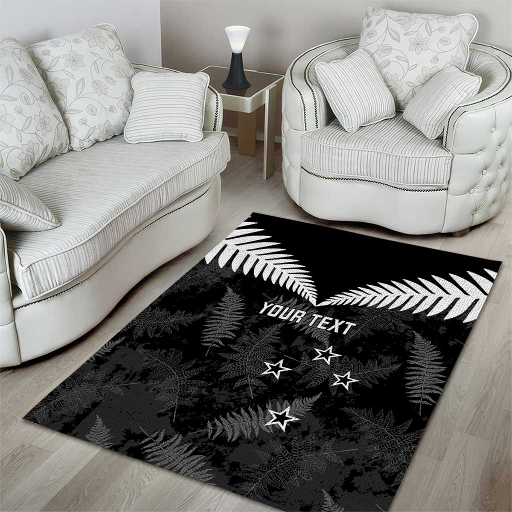 Custom New Zealand Silver Fern Football Area Rug Go Aotearoa Grunge Black - Aussie Hoodie