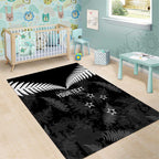 Custom New Zealand Silver Fern Football Area Rug Go Aotearoa Grunge Black - Aussie Hoodie