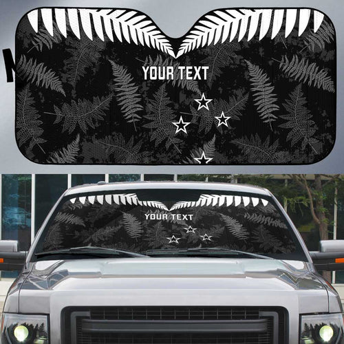Custom New Zealand Silver Fern Football Auto Sun Shade Go Aotearoa Grunge Black - Aussie Hoodie