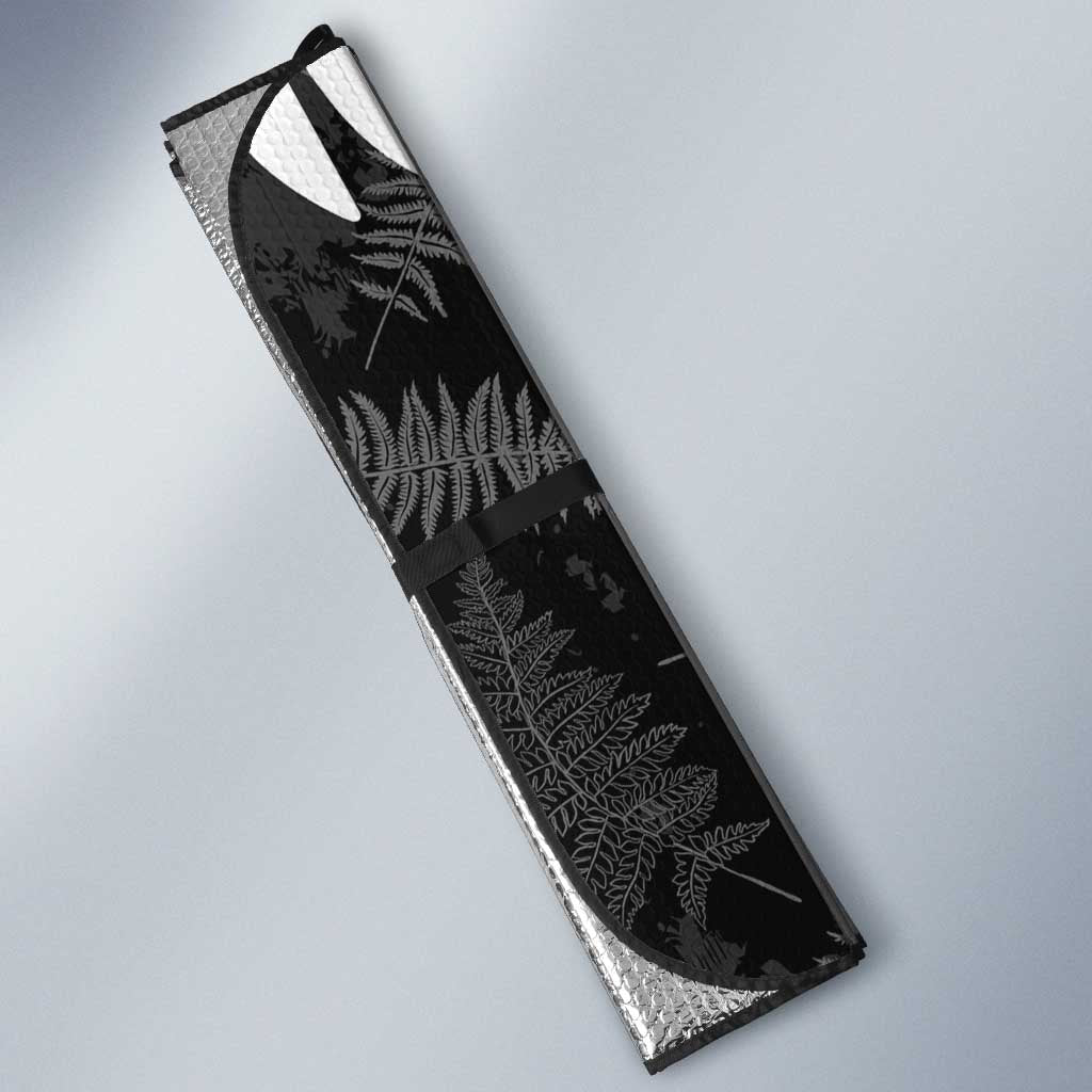 Custom New Zealand Silver Fern Football Auto Sun Shade Go Aotearoa Grunge Black - Aussie Hoodie