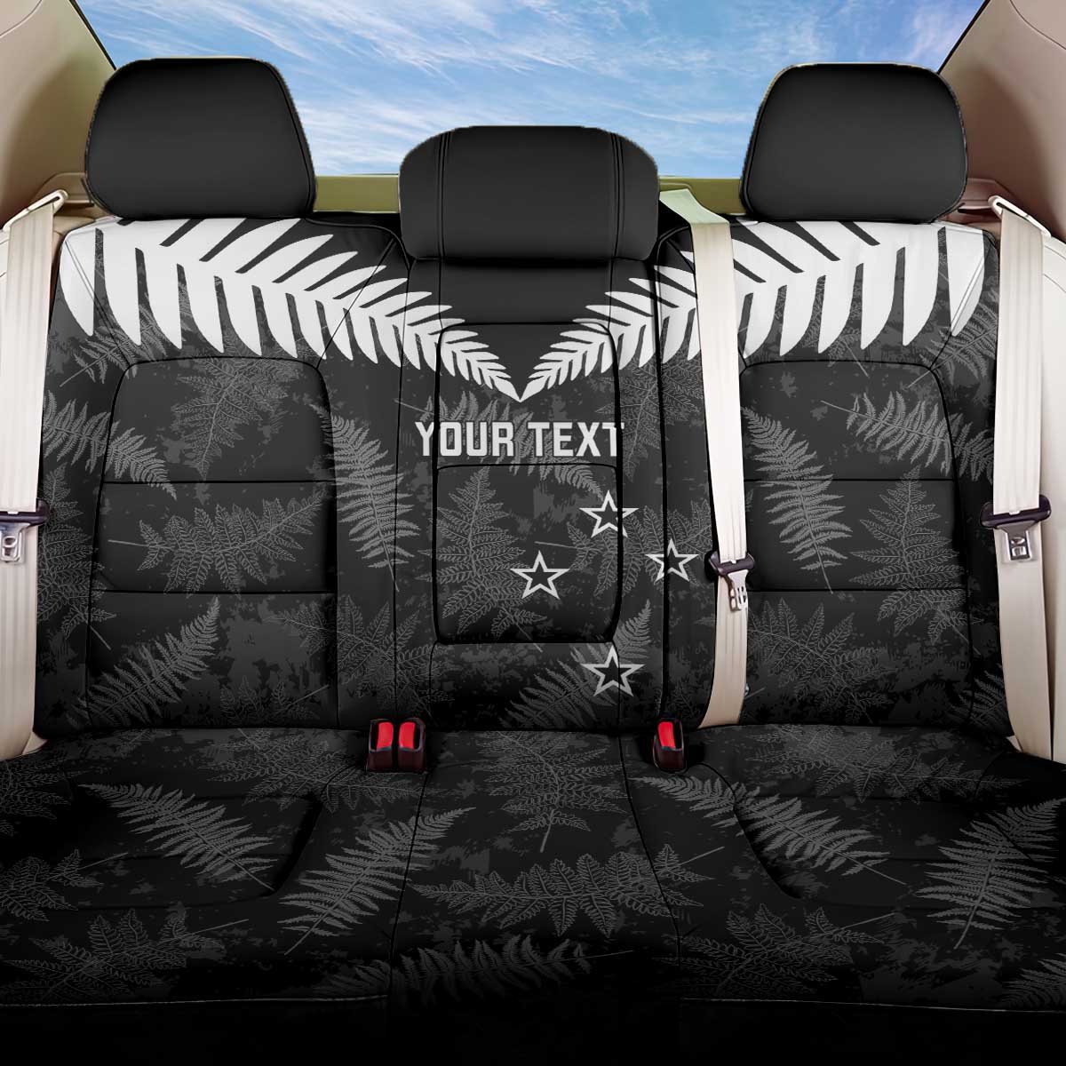 Custom New Zealand Silver Fern Football Back Car Seat Cover Go Aotearoa Grunge Black - Aussie Hoodie