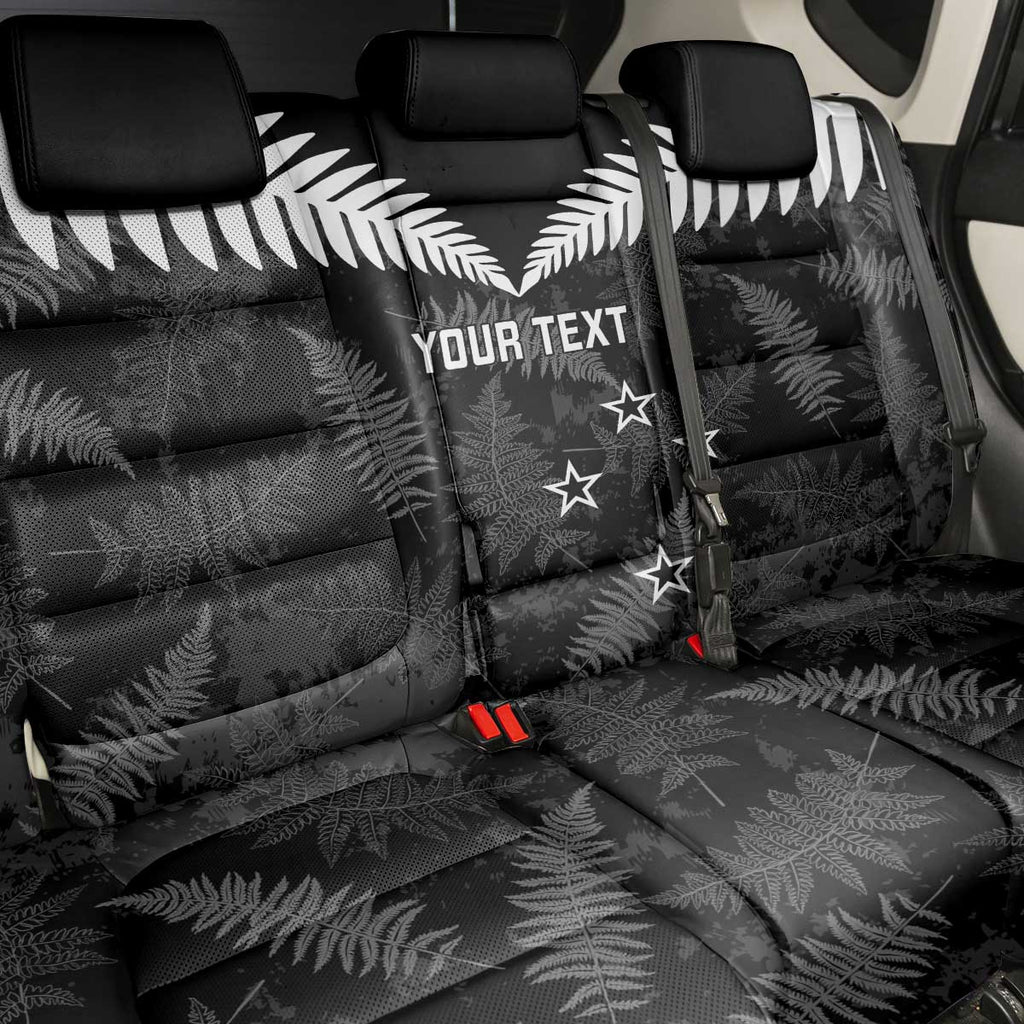 Custom New Zealand Silver Fern Football Back Car Seat Cover Go Aotearoa Grunge Black - Aussie Hoodie