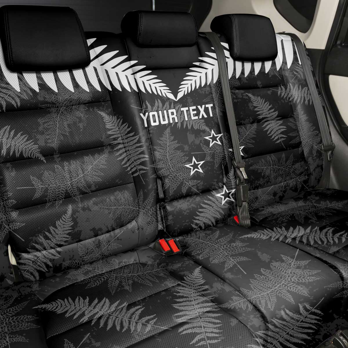 Custom New Zealand Silver Fern Football Back Car Seat Cover Go Aotearoa Grunge Black - Aussie Hoodie