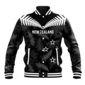 Custom New Zealand Silver Fern Football Baseball Jacket Go Aotearoa Grunge Black - Aussie Hoodie