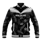 Custom New Zealand Silver Fern Football Baseball Jacket Go Aotearoa Grunge Black - Aussie Hoodie