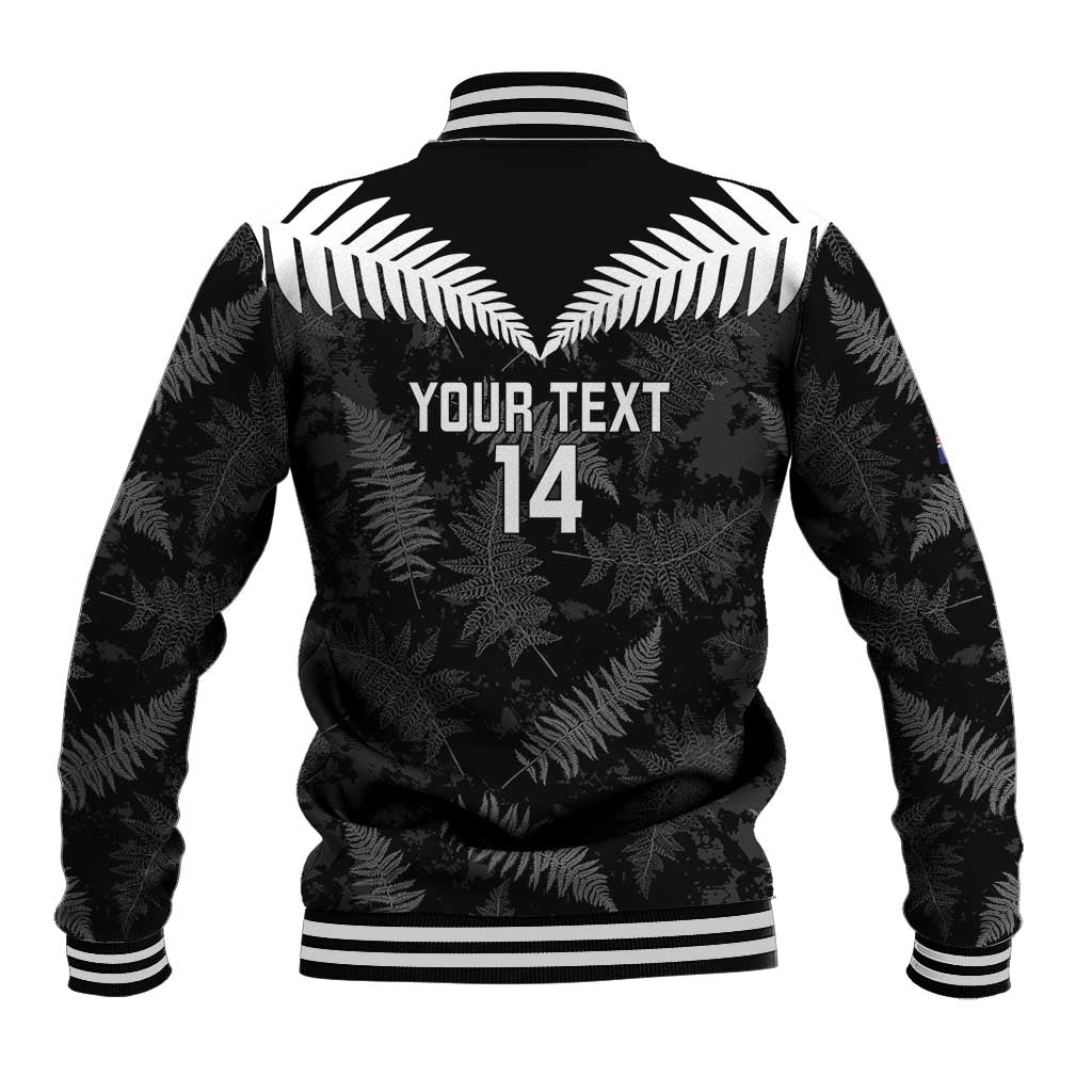 Custom New Zealand Silver Fern Football Baseball Jacket Go Aotearoa Grunge Black - Aussie Hoodie
