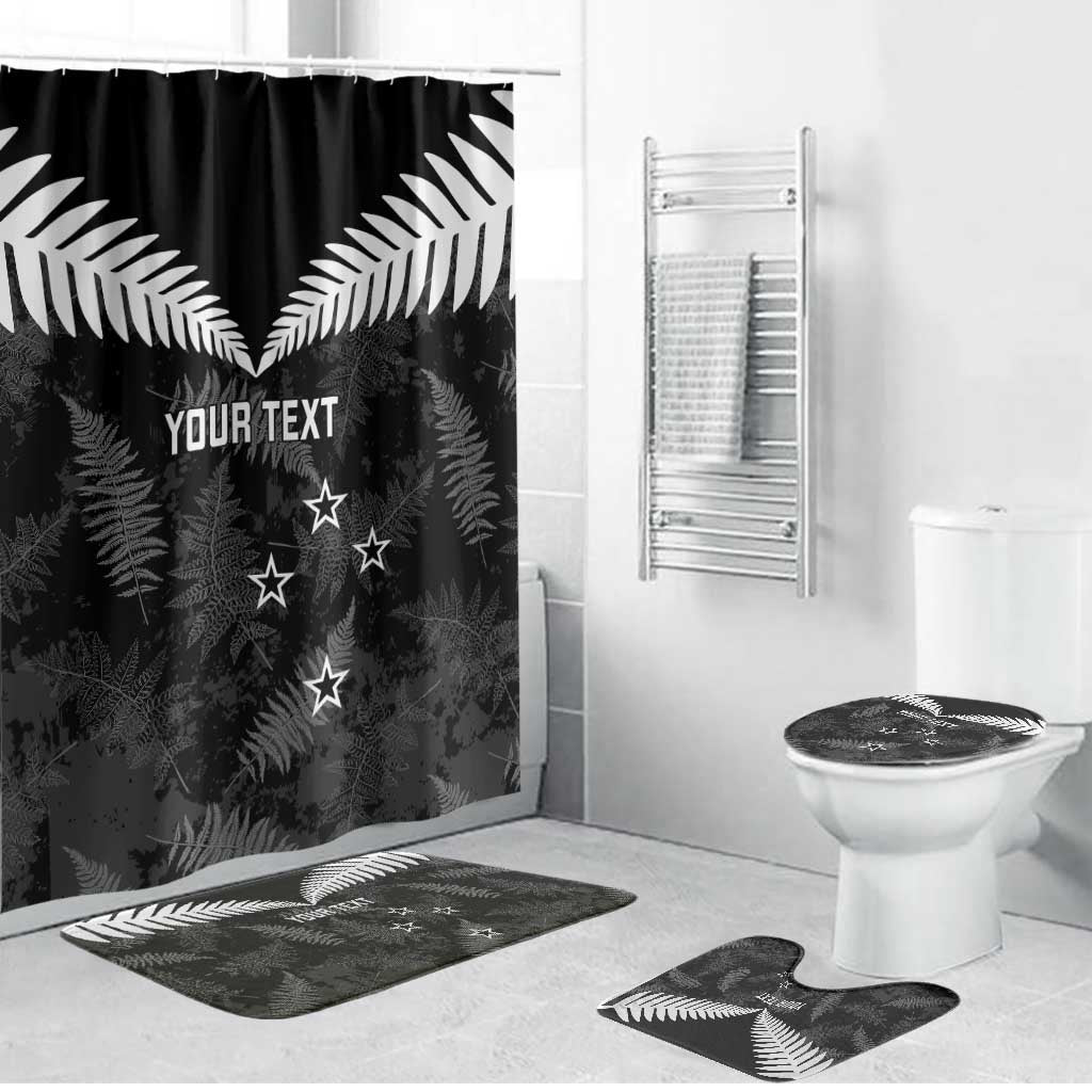 Custom New Zealand Silver Fern Football Bathroom Set Go Aotearoa Grunge Black - Aussie Hoodie