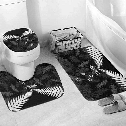 Custom New Zealand Silver Fern Football Bathroom Set Go Aotearoa Grunge Black - Aussie Hoodie