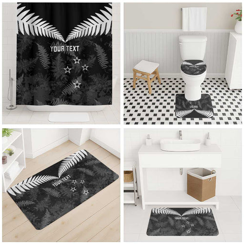 Custom New Zealand Silver Fern Football Bathroom Set Go Aotearoa Grunge Black - Aussie Hoodie