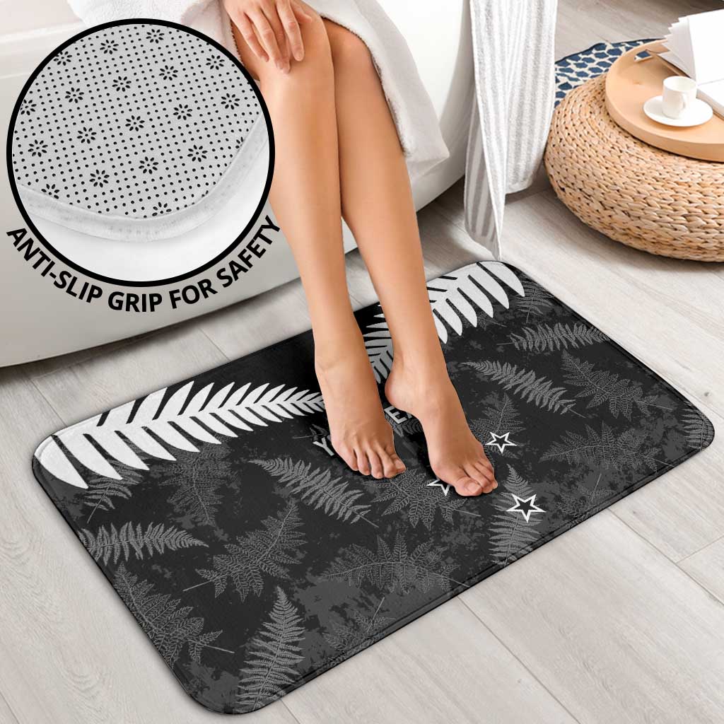 Custom New Zealand Silver Fern Football Bathroom Set Go Aotearoa Grunge Black - Aussie Hoodie