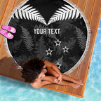 Custom New Zealand Silver Fern Football Beach Blanket Go Aotearoa Grunge Black - Aussie Hoodie