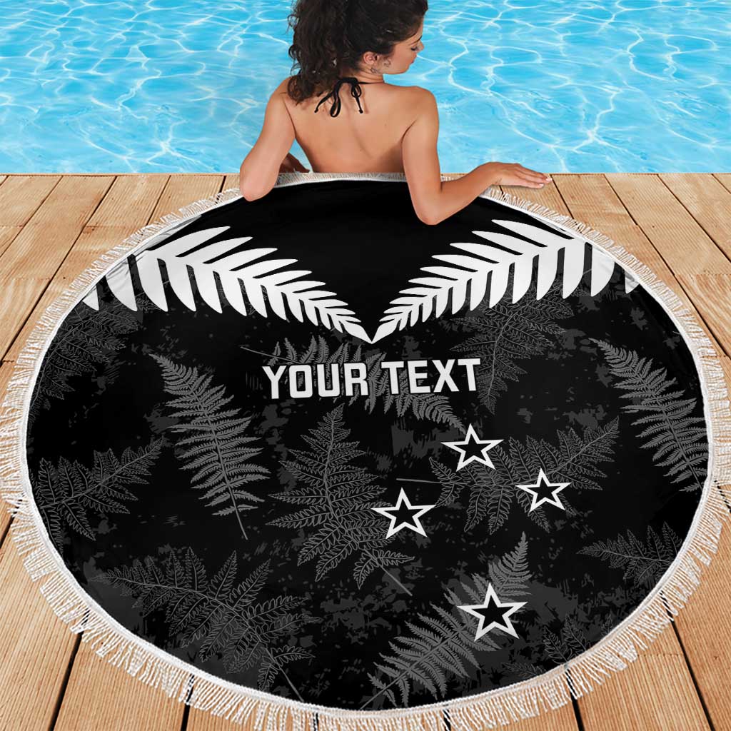 Custom New Zealand Silver Fern Football Beach Blanket Go Aotearoa Grunge Black - Aussie Hoodie