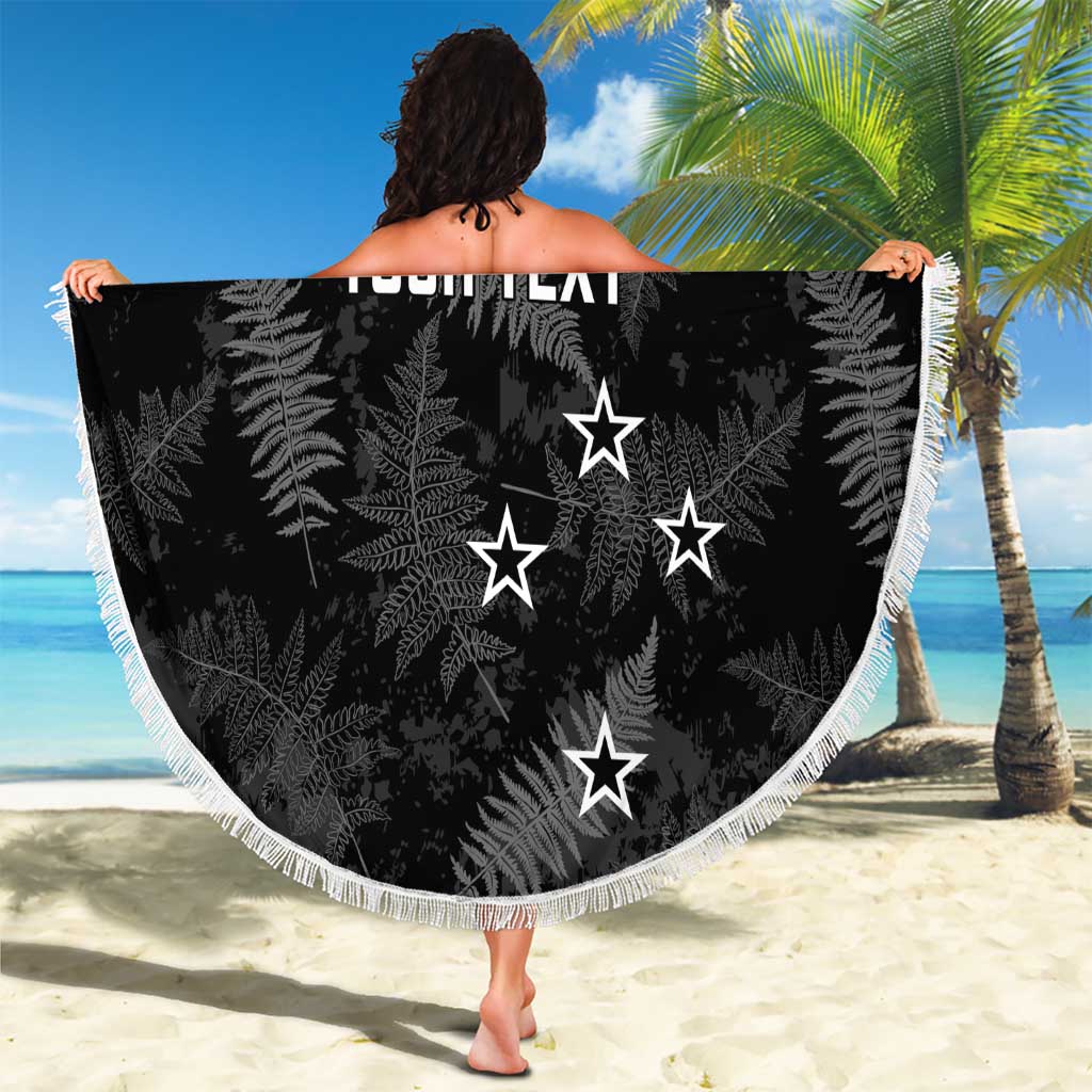 Custom New Zealand Silver Fern Football Beach Blanket Go Aotearoa Grunge Black - Aussie Hoodie