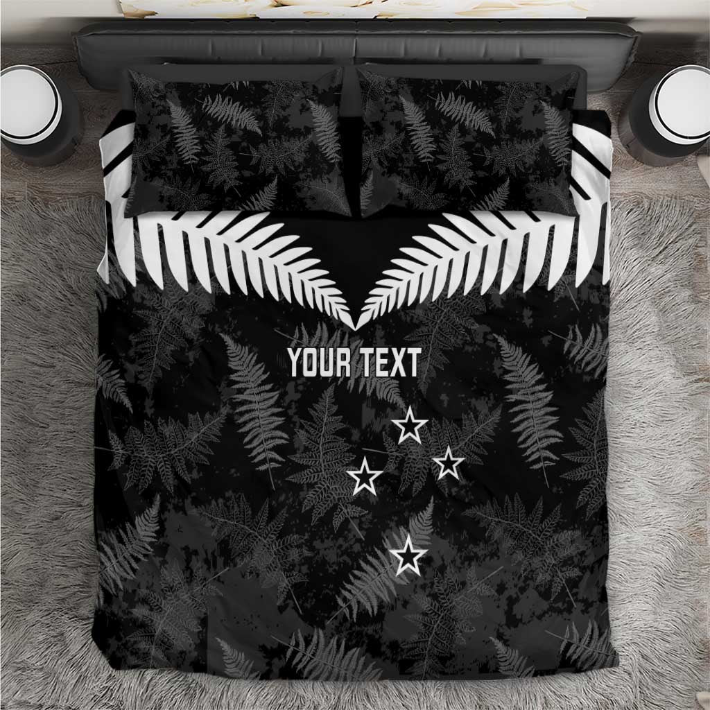 Custom New Zealand Silver Fern Football Bedding Set Go Aotearoa Grunge Black - Aussie Hoodie