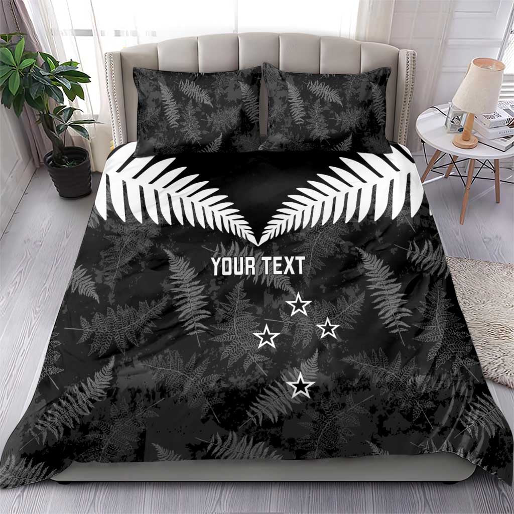 Custom New Zealand Silver Fern Football Bedding Set Go Aotearoa Grunge Black - Aussie Hoodie
