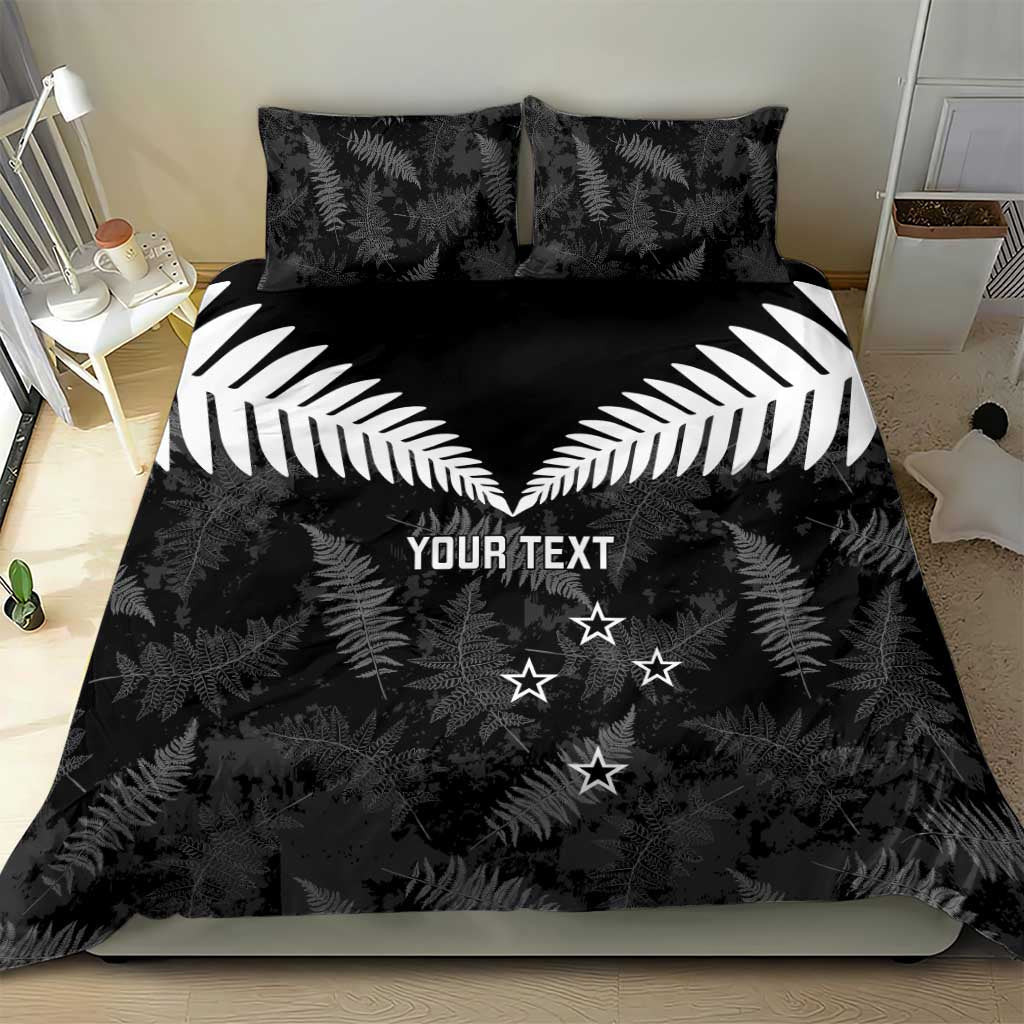 Custom New Zealand Silver Fern Football Bedding Set Go Aotearoa Grunge Black - Aussie Hoodie