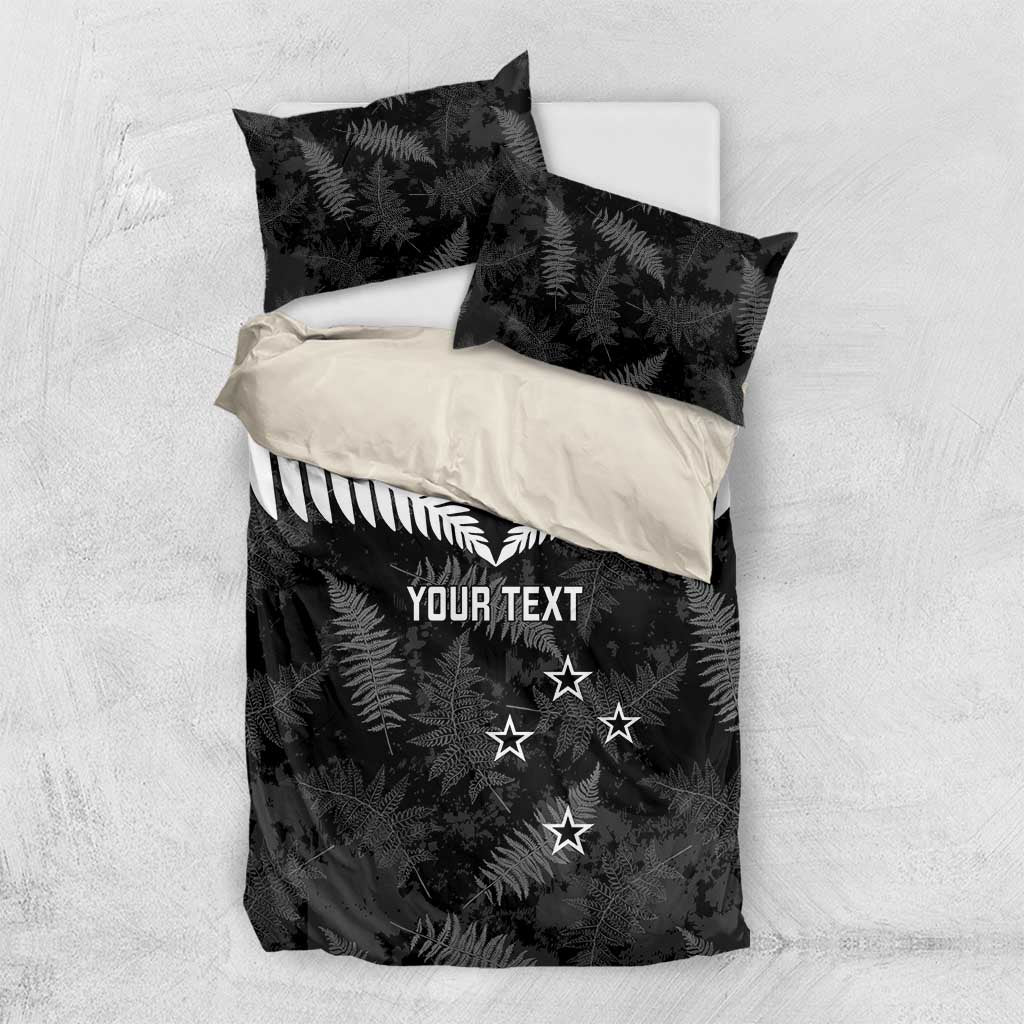 Custom New Zealand Silver Fern Football Bedding Set Go Aotearoa Grunge Black - Aussie Hoodie