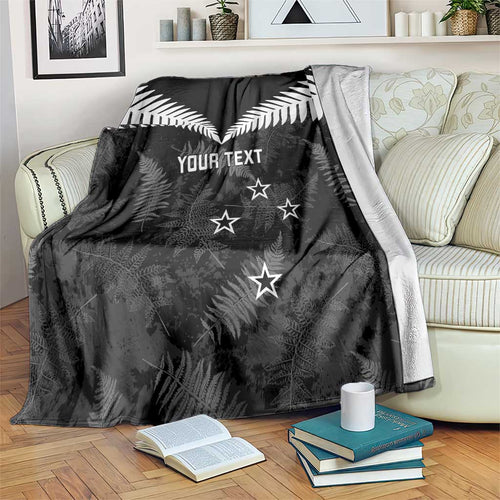 Custom New Zealand Silver Fern Football Blanket Go Aotearoa Grunge Black - Aussie Hoodie