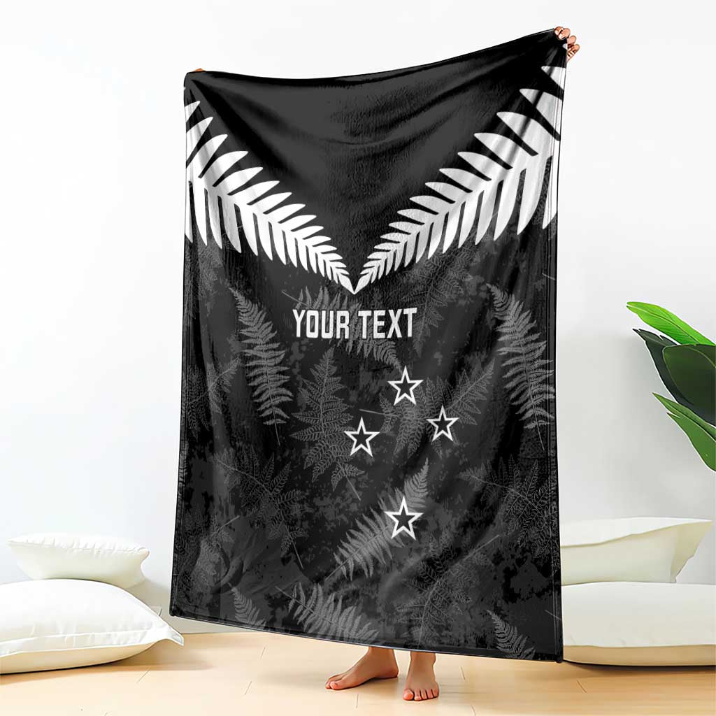 Custom New Zealand Silver Fern Football Blanket Go Aotearoa Grunge Black - Aussie Hoodie
