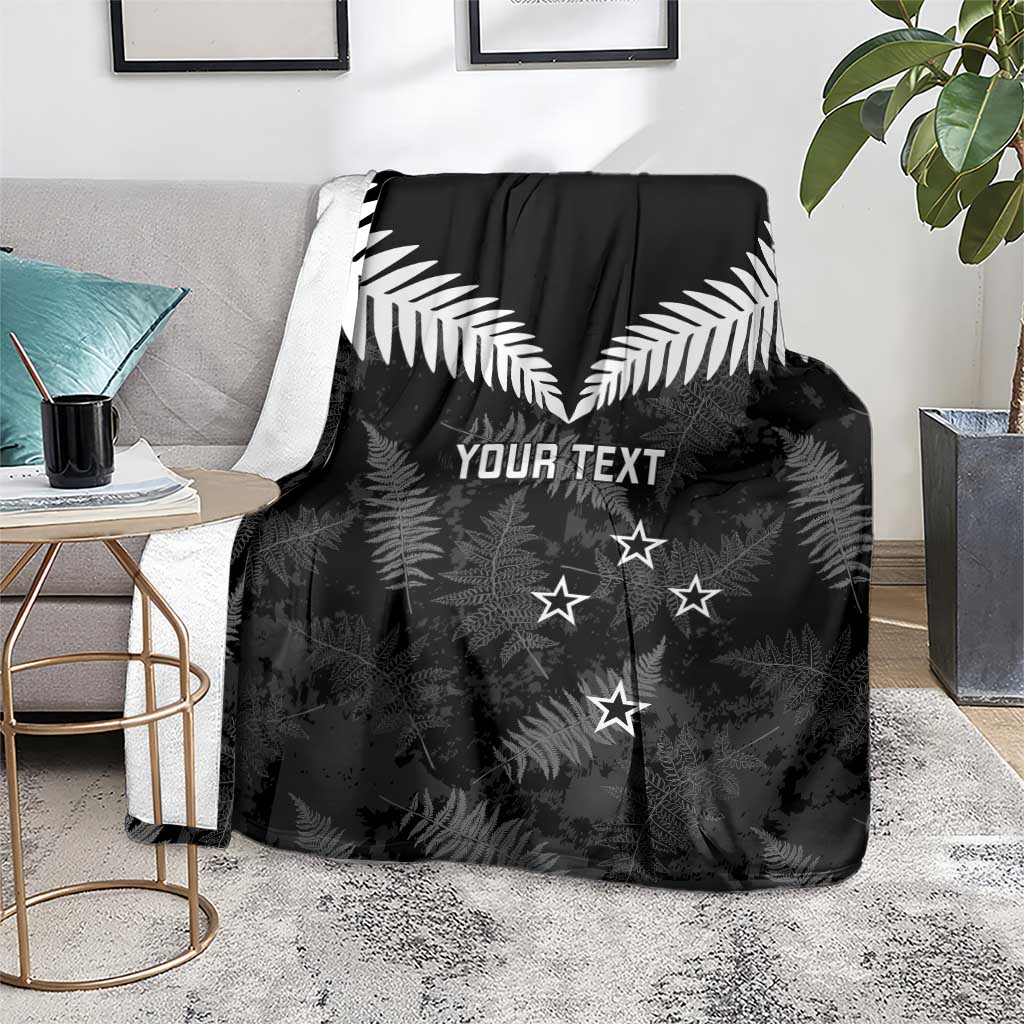 Custom New Zealand Silver Fern Football Blanket Go Aotearoa Grunge Black - Aussie Hoodie