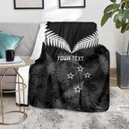 Custom New Zealand Silver Fern Football Blanket Go Aotearoa Grunge Black - Aussie Hoodie