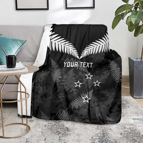 Custom New Zealand Silver Fern Football Blanket Go Aotearoa Grunge Black - Aussie Hoodie