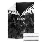 Custom New Zealand Silver Fern Football Blanket Go Aotearoa Grunge Black - Aussie Hoodie