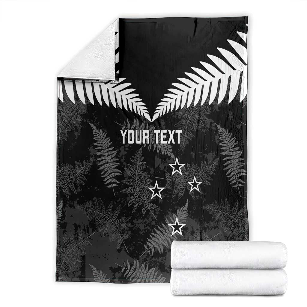 Custom New Zealand Silver Fern Football Blanket Go Aotearoa Grunge Black - Aussie Hoodie