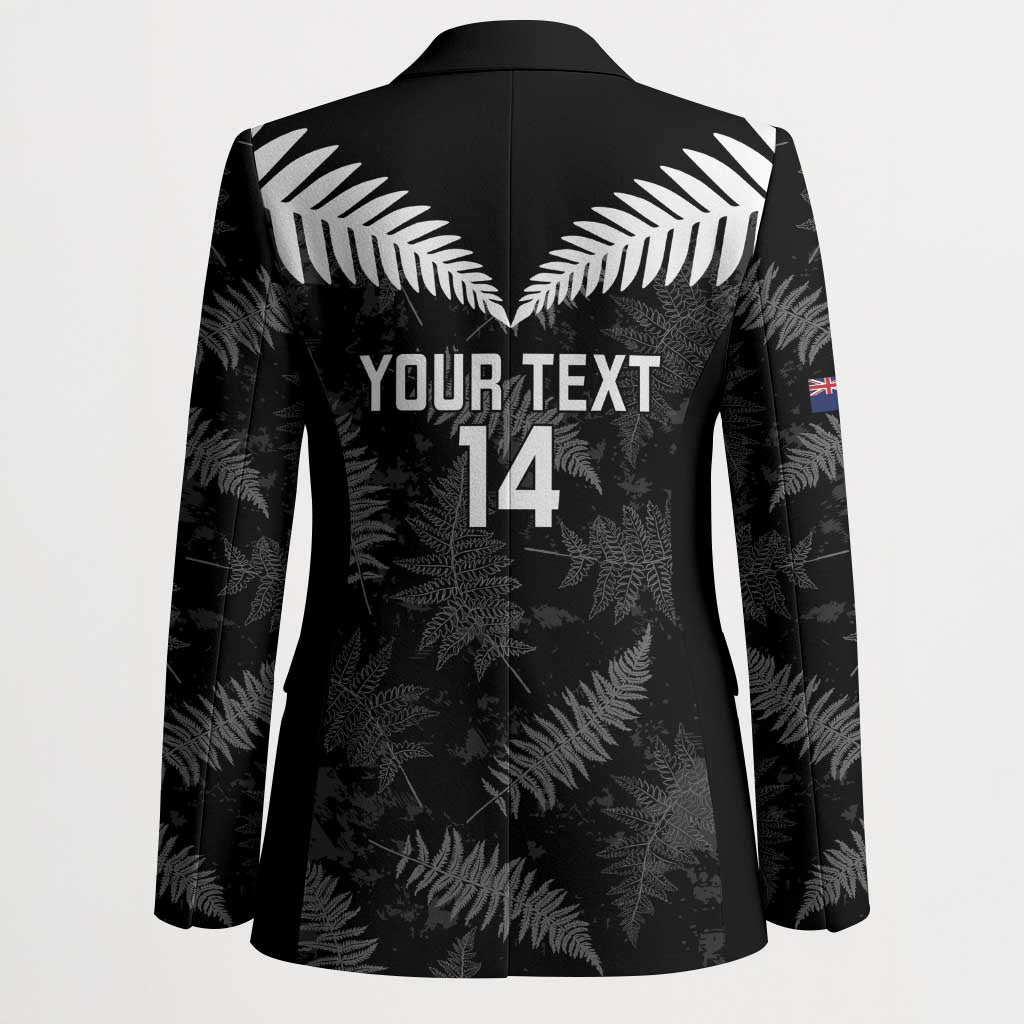 Custom New Zealand Silver Fern Football Blazer Go Aotearoa Grunge Black - Aussie Hoodie