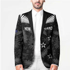 Custom New Zealand Silver Fern Football Blazer Go Aotearoa Grunge Black - Aussie Hoodie