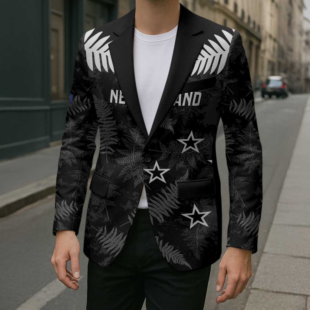 Custom New Zealand Silver Fern Football Blazer Go Aotearoa Grunge Black - Aussie Hoodie