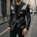 Custom New Zealand Silver Fern Football Blazer Go Aotearoa Grunge Black - Aussie Hoodie