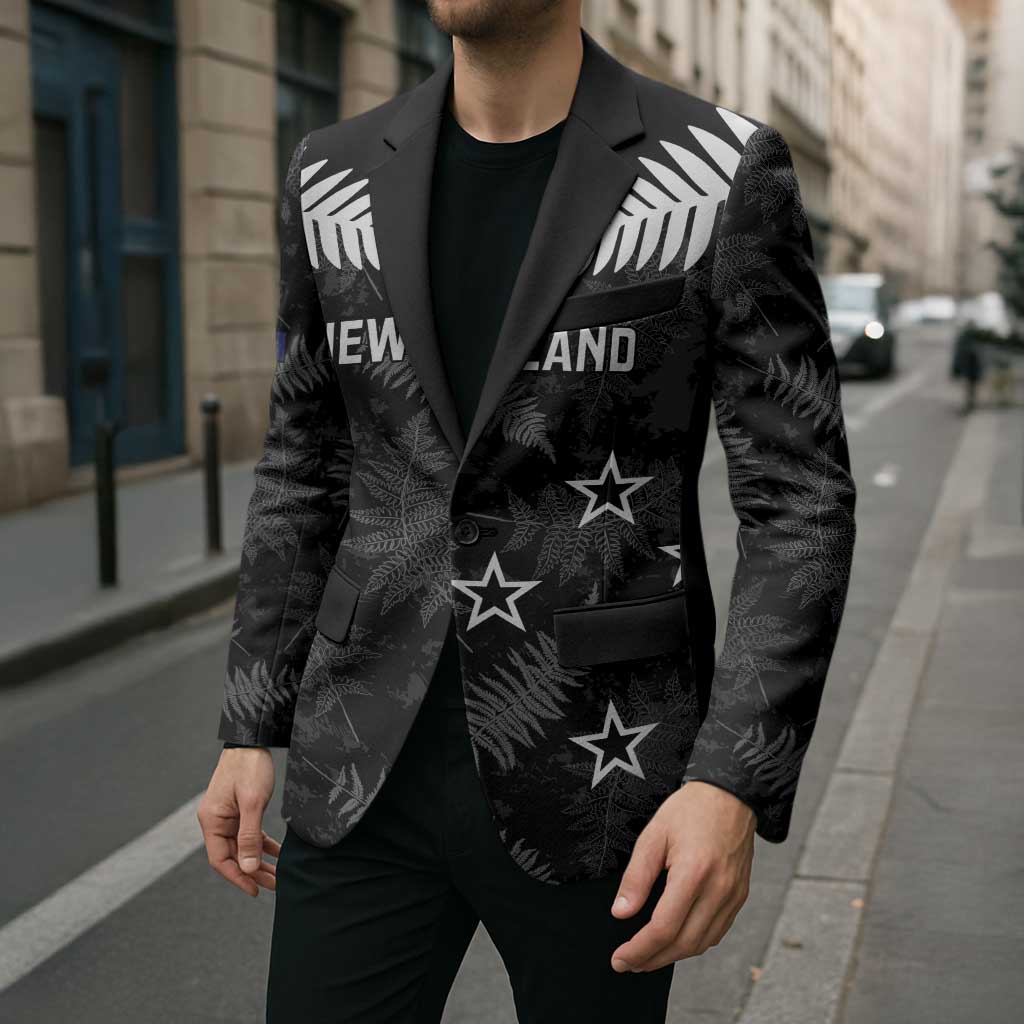 Custom New Zealand Silver Fern Football Blazer Go Aotearoa Grunge Black - Aussie Hoodie