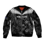 Custom New Zealand Silver Fern Football Bomber Jacket Go Aotearoa Grunge Black - Aussie Hoodie