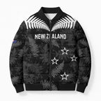 Custom New Zealand Silver Fern Football Bomber Puffer Jacket Go Aotearoa Grunge Black - Aussie Hoodie