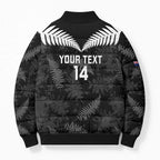 Custom New Zealand Silver Fern Football Bomber Puffer Jacket Go Aotearoa Grunge Black - Aussie Hoodie